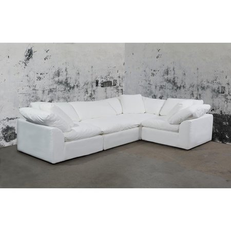 SUNSET TRADING Sunset Trading SU-1458-81-3C-1A Cloud Puff Slipcovered Modular Sectional Sofa - Performance White  4 Piece SU-1458-81-3C-1A